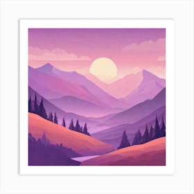 Misty mountains background in purple tone 113 Art Print