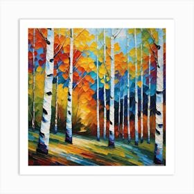 Birch Trees In Autumn 9 Art Print