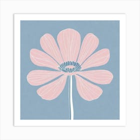 A White And Pink Flower In Minimalist Style Square Composition 493 Art Print