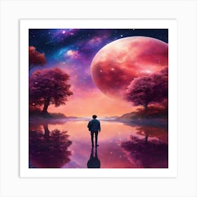 Moon And The Trees Art Print