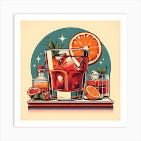 Negroni Cocktail Illustration Art Print