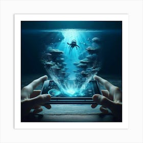 Underwater Mobile Phone Art Print