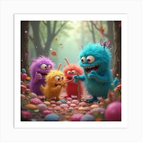 Monsters In The Woods Art Print