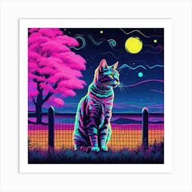 Cat In The Night Sky Art Print