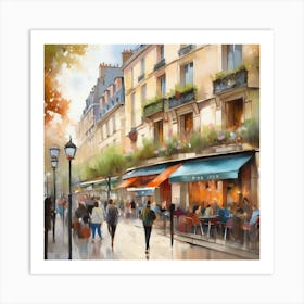Paris Cafes.Cafe in Paris. spring season. Passersby. The beauty of the place. Oil colors.4 Art Print