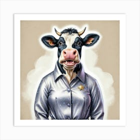 Cow With Horns 11 Art Print