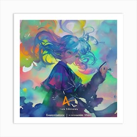 Anime Girl With Blue Hair Art Print