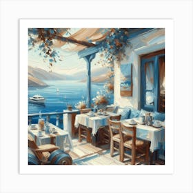 Greece Restaurant Art Print