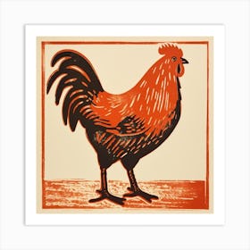 Retro Bird Lithograph Chicken 6 Art Print