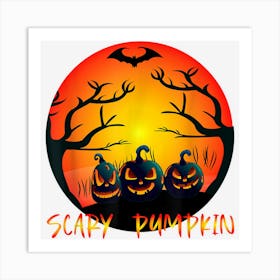 Scary Pumpkin Happy Halloween Art Print