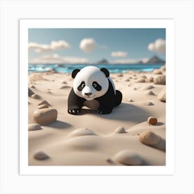 Panda Bear On The Beach Art Print