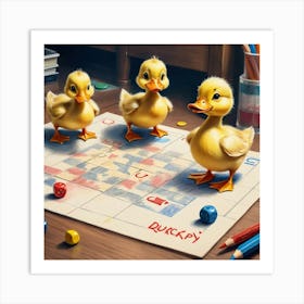 Ducks On A Board 1 Art Print