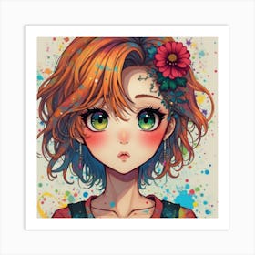 Anime colorful girl Art Print