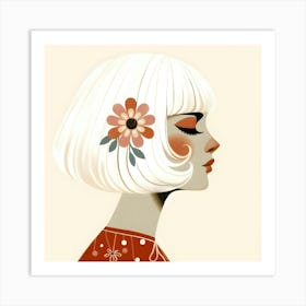 Girl With Flower Hair Art Print