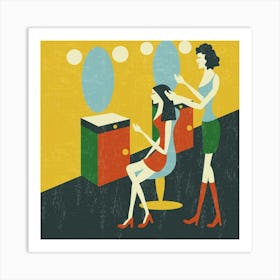 Woman Getting Her Hair Done Art Print