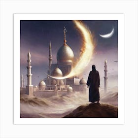 Muslim Man Looking At The Moon Art Print