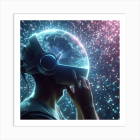 Futuristic Man With Headphones Art Print