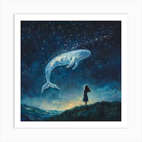 Whale In The Starry Night Sky Art Print