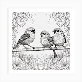 Birds On A Branch Art Print