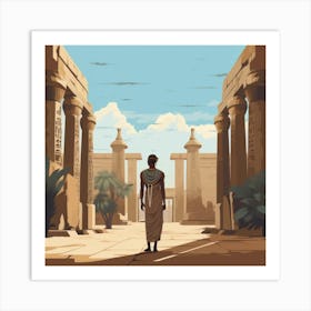 Egyptian Woman Standing In Front Of Temples Art Print