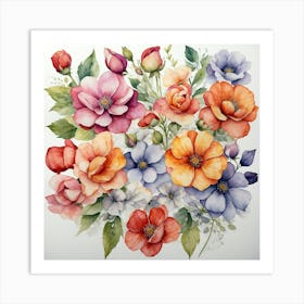 Watercolor Flowers Art Print