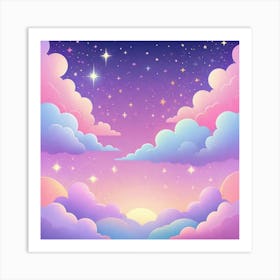 Sky With Twinkling Stars In Pastel Colors Square Composition 102 Art Print