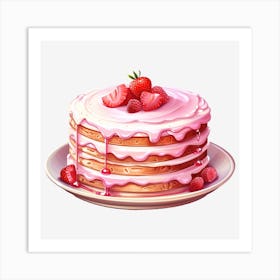 Cake With Strawberries Art Print