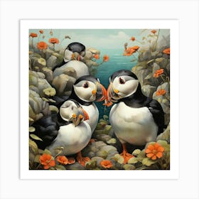 Puffins art print 1 Art Print