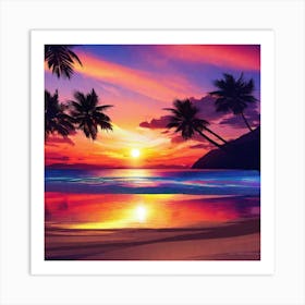 Sunset On The Beach 118 Art Print