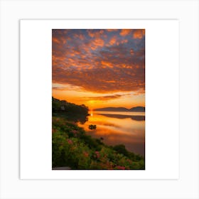 Sunset Over Lake Art Print