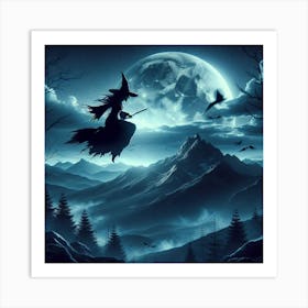 Witch Flying In The Sky Art Print