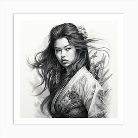 Asian Girl drawing Art Print