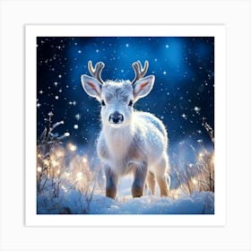 Firefly Adorable Baby Reindeer In A Starry Winter Meadow 75775 (2) Art Print