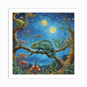 Chameleon on the Move in its Natural Habitat Art Print