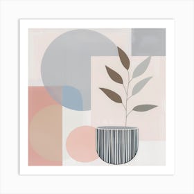 Elegant Simplicity: Minimalist Plant in Pastel Hues Art Print