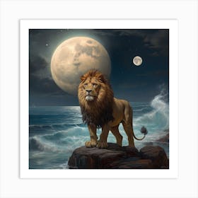 Lion At Night Art Print