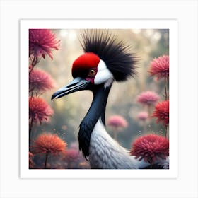 Bird In A Flower Field Art Print