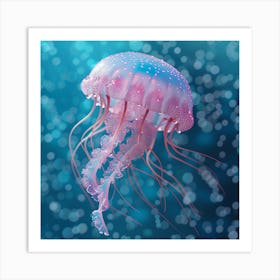 Pink and Blue Glitter Jellyfish Art Print