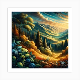 Sunset In The Mountains 6 Art Print