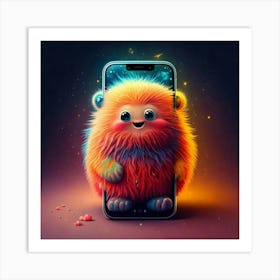 Firefly Creaturemorphic, Smartphone, Fluffy, Soft, Adorable, Innovative, Whimsical, Vibrant, Surreal (8) Art Print