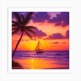 Sunset On The Beach 1 Art Print