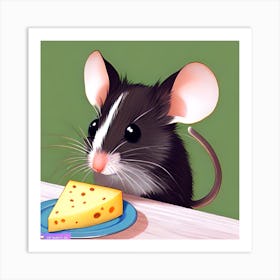 Pop Art Print | Mouse Critiques Cheese Block Art Print