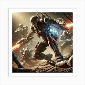 A Detailed And Intense Scene Depicting Close Quarters Combat Of The Martian Shock Troopers Art Print