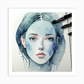 Watercolor Portrait Of A Woman 1 Art Print