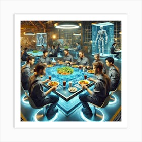 A Group Of Factory Workers Enjoying Traditional Me Art Print