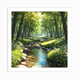 Stream In The Forest 4 Art Print