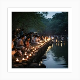 A Spiritual Light Festival Imbued With The Essence Of Faith Glow Of Sacred Lanterns Adorning An Anc (6) 1 Art Print