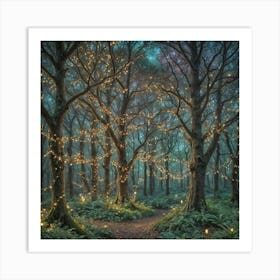 Fairy Lights In The Forest 1 Art Print