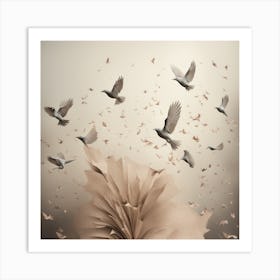 Birds Flying Over A Book art print 2 Art Print