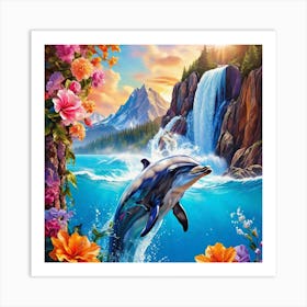 Dolphin In The Water 2 Art Print